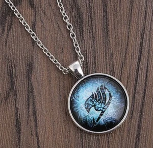 Fairy Tail Anime Cabochon Necklace Blue 1" Pendant 18" Chain Cartoon Cosplay Toy - Picture 1 of 12