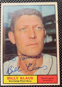 Billy Klaus 1961 Topps Baseball Autographed Card - Picture 1 of 1