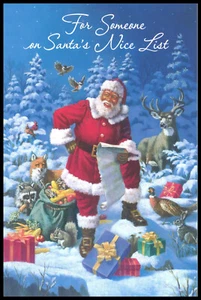 Greeting Card - Bird Deer Fox Santa Squirrel - African American - Christmas 0807 - Picture 1 of 2