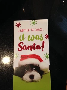 Welpe in Nikolausmütze Weihnachtskarte Geldhalter NEU - Bild 1 von 3