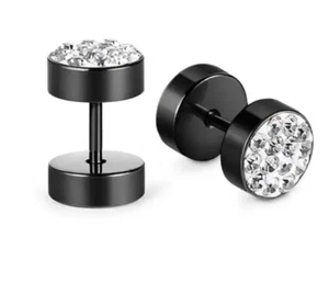 Ohrringe Ohrstecker Edelstahl Glitzersteine Strasssteine funkeln Schwarz Schmuck - Bild 1 von 4