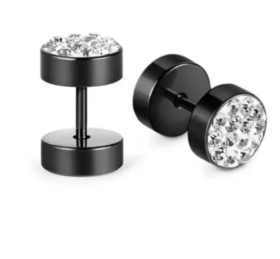Ohrringe Ohrstecker Edelstahl Glitzersteine Strasssteine funkeln Schwarz Schmuck - Bild 1 von 4