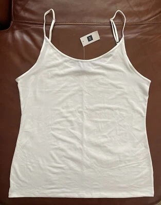 NEW!!! GAP White Cami Round-Neck Adjustable Spaghetti Straps Silver Poly XL NWT - Image 1 of 4