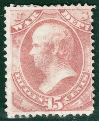 USA Official Stamp Scott.O90 15c Rose (1873) WAR DEPARTMENT Mint Cat $85- YOG113 - Image 1 of 4