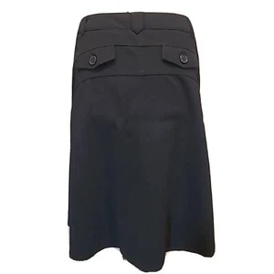 NWT Larry Levine Womens Front Pockets Stretch Black Flared Midi Skirt Size 8 - Picture 1 of 12