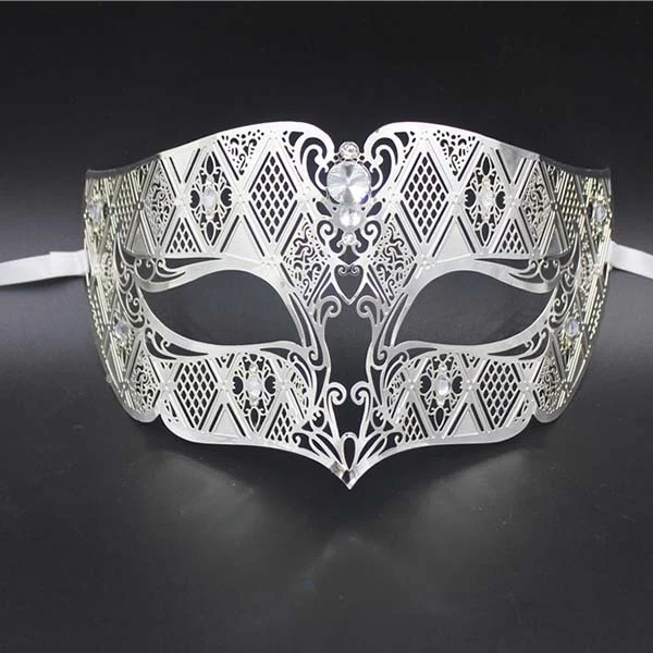 Silver Men's Smoking Venetian Metal Filigree Masquerade Mask Masked Ball Party - Image 1 of 1