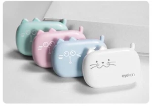 4 Pack Cute Cat Contact Lens Case Travel Kit Storage Box Mirror Tweezers Remover - Picture 1 of 4
