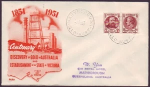 1951 3d GOLD PAIR ON RUBBER STAMP ADDRESSED WIDE WORLD FIRST DAY COVER (RU5667) - Picture 1 of 1