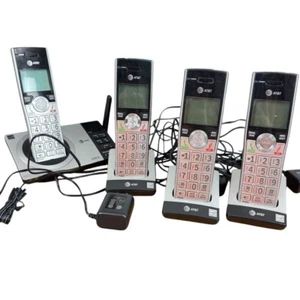 AT&T Set of 4 Cordless Phone Home Telephone System Caller ID Announce Silver - Zdjęcie 1 z 5