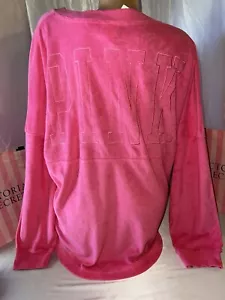 Victoria Secret PINK Varsity Crew Terry Sweatshirt XL Pink - Bild 1 von 2
