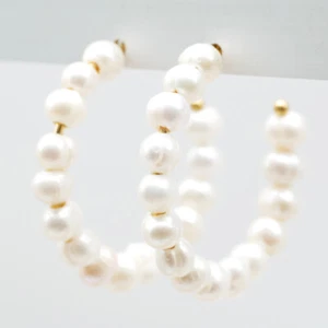 Creolen Süßwasserperlen Perlen Ohrring Elegant Ohrhänger groß modisch Creole - Bild 1 von 4