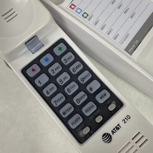 Corded Phone White Touchtone Telephone Desk Push Button wCord AT&T 210 Trimline - Picture 1 of 16