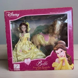 2003 DISNEY PRINCESS BELLE PORCELAIN DOLL AND HORSE New Old Stock - Picture 1 of 6