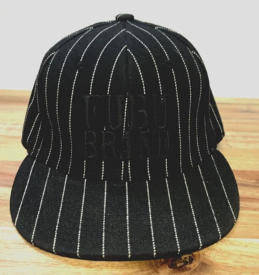 Fubu Brand Black Pinstripe Baseball Cap Hat Fitted Small Men Women Vintage - Image 1 of 4