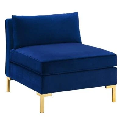 Modway Ardent Modern Performance Velvet Armless Chair in Navy/Gold - Image 1 of 4