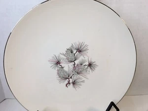 3 Mid Century Edwin M Knowles China Co Dinner Plates High Sierra Pine Cones Pink - Picture 1 of 8