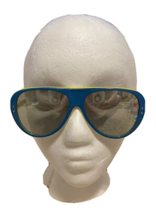 Vintage Foster Grant USA Blue Yellow White Mirrored Ski Sunglasses - Picture 1 of 10