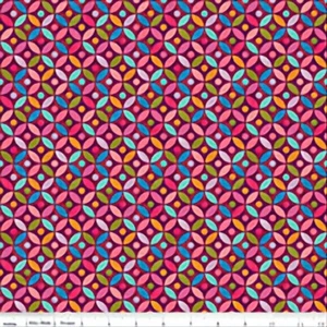 Poppies And Plumes  Cotton Fabric Riley Blake Geometric Pink Floral By the Yard - Picture 1 of 1