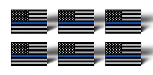6 Blue Line Flag USA America Mini Sticker Helmet Cup Car Vehicle license Decal - Picture 1 of 2