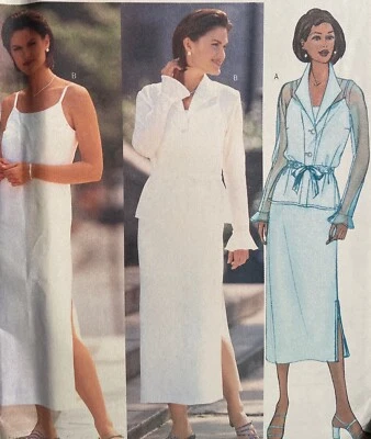 NEW 1999 BUTTERICK DRESS & BLOUSE SEWING PATTERN 6453 12-16 - Image 1 of 3