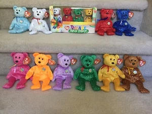 Rare Retired Set of 10 Ty Decade Beanie Babies & 1 Box Ty Jingle Beanies MWMT - Picture 1 of 6