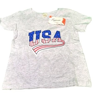 T Shirt, Stars and Stripes, Short Sleeve Red White Blue U.S.A., Gray, Size 4T-5T - Picture 1 of 5