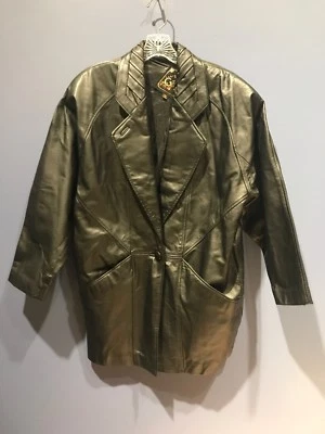 Chaqueta gabardina pesada para mujer S pequeña de cuero negro hasta la rodilla. G III Foto 1 de 3