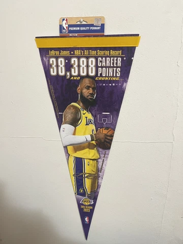 Los Angeles Lakers Lebron James  Record 38,388 Points 12x30 Premium Pennant NBA Cover