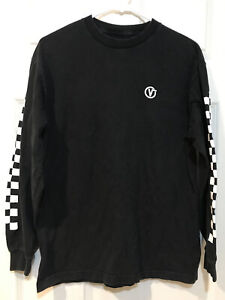 VANS Checkered Sleeves Long Sleeve T-Shirt Black Size Medium