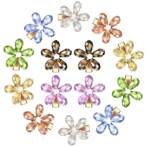 14 Pcs Flower Hair Clips Small Pearl Crystal Alligator Hairpins Mini Flower H... - Picture 1 of 7