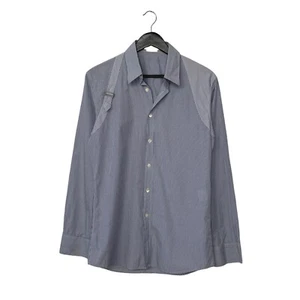 Alexander McQueen Harness Buckle Check Long Sleeve Button Up Shirt Size 48 Blue - Picture 1 of 8