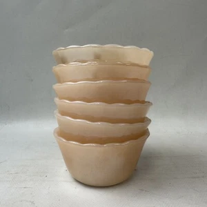 Juego de 6 cuencos de postre natillas Fire King 424 Peach Lustre Ware vintage - Imagen 1 de 8