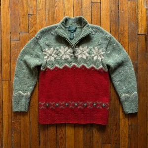 Vintage 90s Ralph Lauren Hand Knit Alpaca Wool Blend 1/4 Zip Sweater Women S - Picture 1 of 8