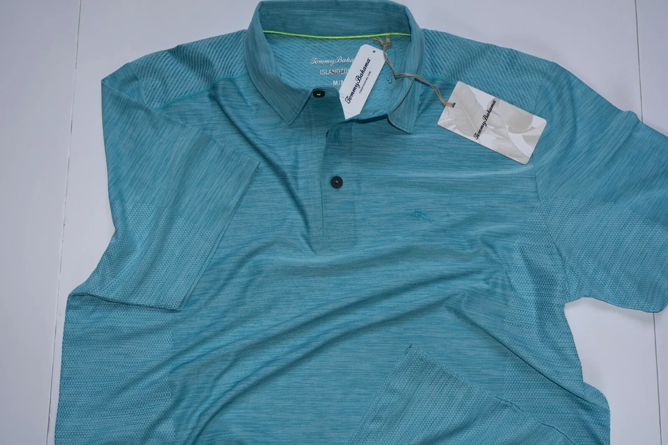 Tommy Bahama Polo Shirt Island Zone Pullover Green Teal T222195 Mens Small