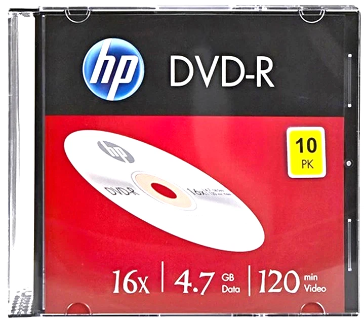 50 Pack HP DVD-R 16x 4.7GB 120 Min Video In Slimline Jewel Case - Image 1 of 1