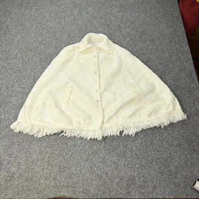 Винтажный Wintuk плащ женщин один размер бабушка бахрома вязаный пончо ретро 60-х - Изображение 1 из 4