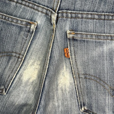 De colección Años 70 Levi’s 746 Naranja Tab Garra Campana Fondo Azul Jean Flares 25x32 Foto 1 de 4