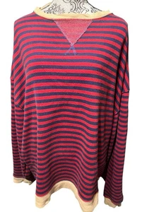 Neu mit Etikett Free People klassisch gestreiftes Oversize-Sweatshirt mit Rundhalsausschnitt Oberteil Größe Large - Bild 1 von 4