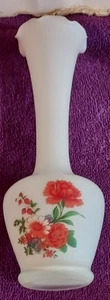 Vintage Satin Frosted Hand Painted 8" Bud Vase - Picture 1 of 16