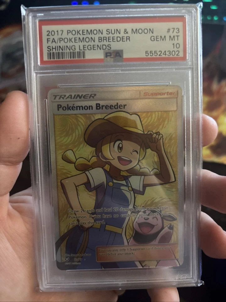 2017 POKEMON SUN & MOON SHINING LEGENDS #73 FULL ART/POKEMON BREEDER PSA 10 - Image 1 of 1