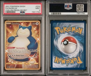 Snorlax (Secret) 224/198 Sword & Shield - Chilling Reign Holo 2021 PSA 9 MINT - Picture 1 of 4