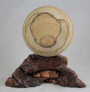 Esfera de arenisca con soporte hecho a mano arenisca acantilado vivienda - Imagen 1 de 16