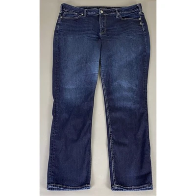 Pantalones de mezclilla Silver Jeans Co Avery rectos talla grande 20x32 lavado oscuro para mujer *Usar Foto 1 de 4