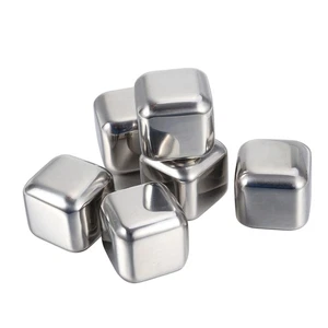 6 Pcs Stainless Steel Ice Cubes Reusable for Drinks Chilling Wine - Picture 1 of 8