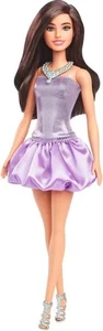 NEW Barbie Doll Fashinistas Brown Hair Sequined Purple Dress And Silvery Accesso - Picture 1 of 5