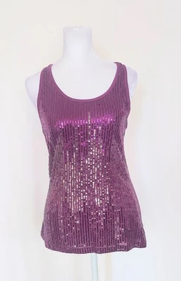 Dream Out Loud Selena Gomez Womens Size Medium Tank Top Purple Sequins - Image 1 of 4