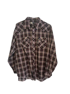 Vintage Wrangler Big Man Pearl Snap Hemd Herren braun hergestellt in den USA 90er Cowboy - Bild 1 von 13