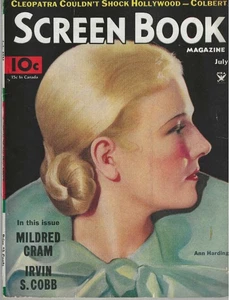 Screen Book Magazine July 1934, Myrna Loy, C. Colbert, G. Garbo, J. Harlow - Picture 1 of 2