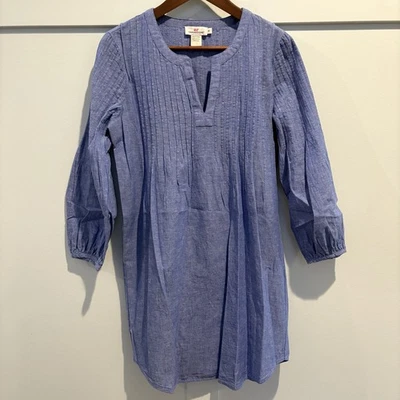Vestido túnica Vineyard Vines para mujer extra pequeño azul algodón lino pintuck boho XS Foto 1 de 4