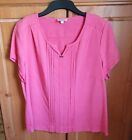 Godske Cerise Tencil Top with Front Pin Tuck Detailing, Short Sleeved, Size 18